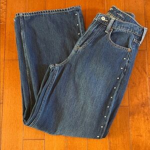 Old Navy Blue Baggy Stufdded Wide Leg Jeans